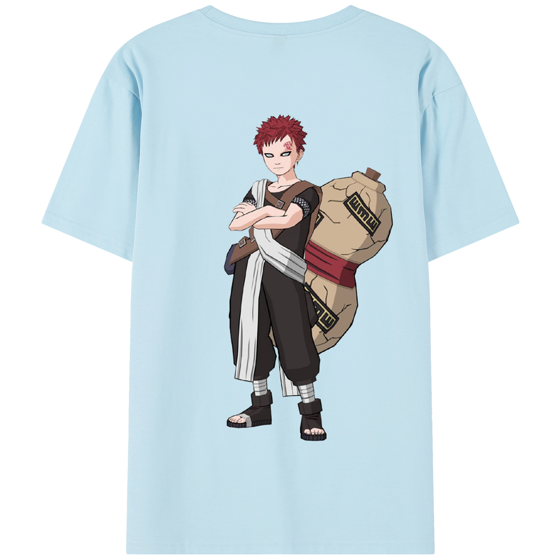 （画像用） NARUTO -ナルト- ガアラ Gaara 綿100％半袖Tシャツ（背面プリント）